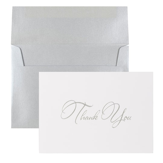 JAM Paper Thank You Card Set with Silver Script